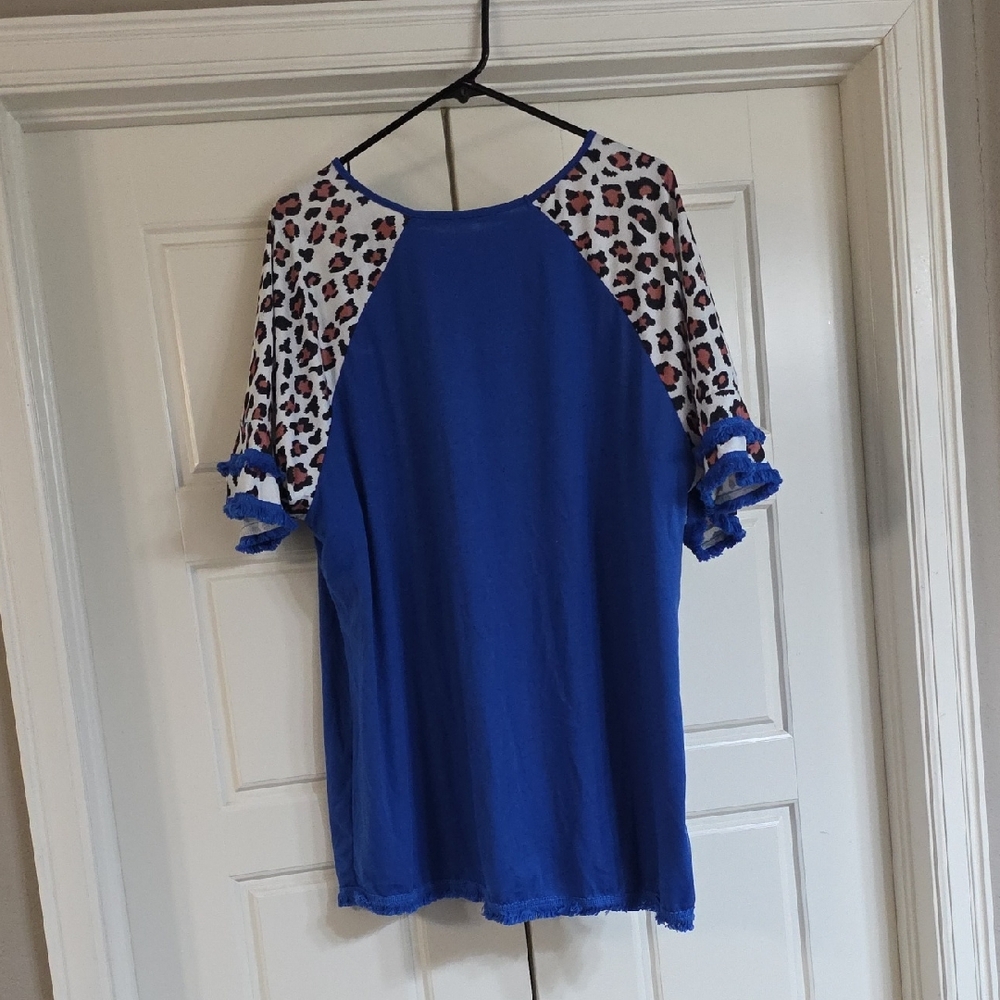 Blue Leopard Print Women's Top